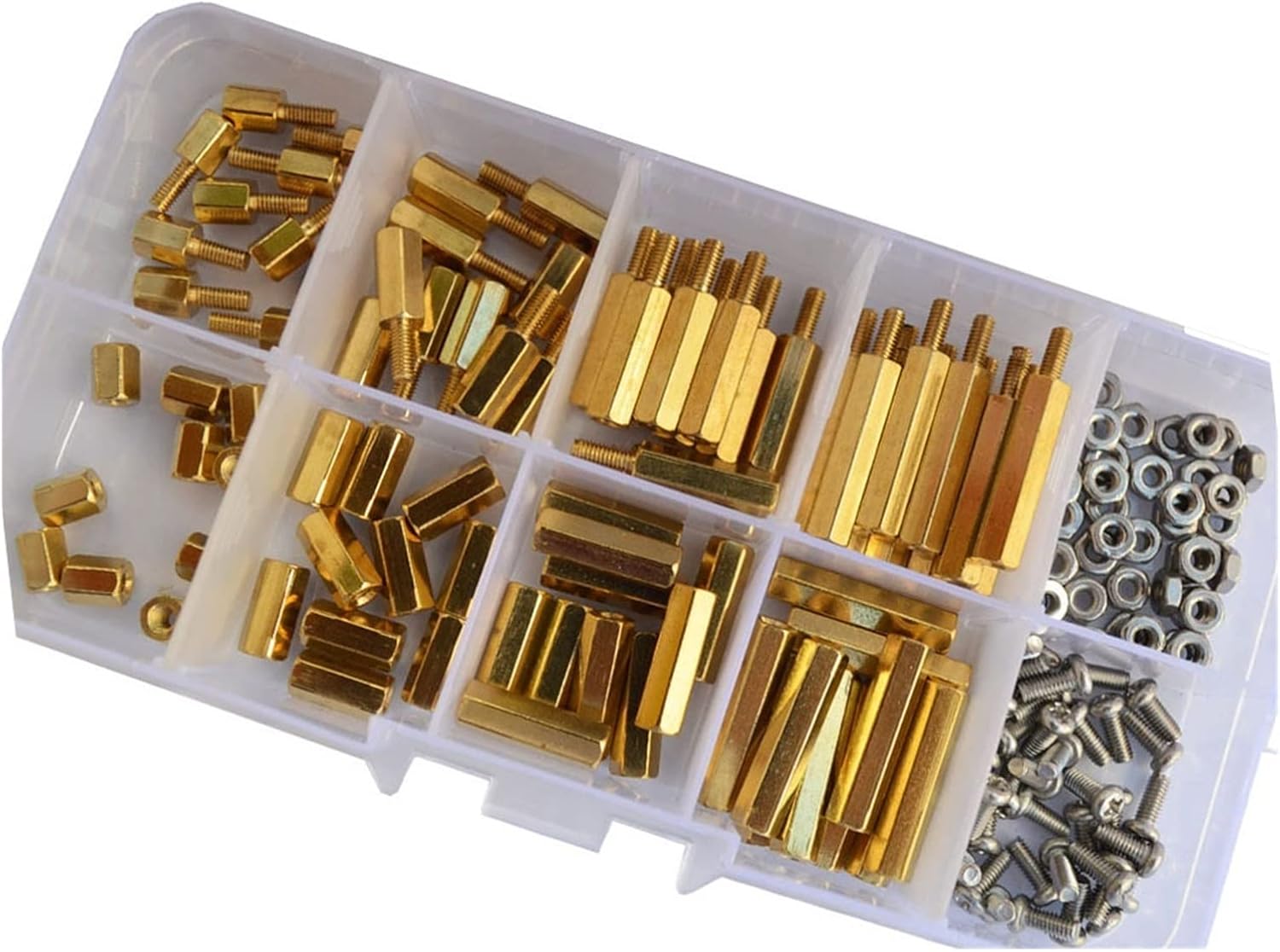 Wshao Store M2 M2.5 M3 M4 Hex Brass Standoff Male Female Thread Pillar Spacer Mount Screw Nut PCB Motherboard Assortment Kit 240Pcs (Color : M2.5)
