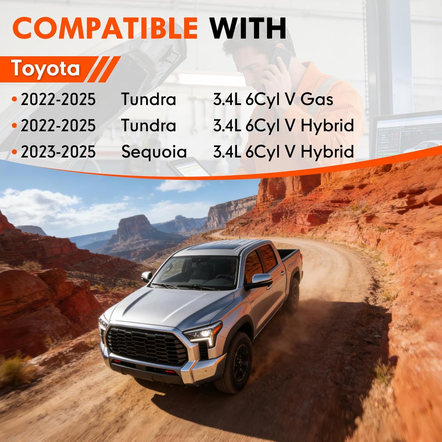 2PCS CA12963 Engine Air Filter and 87139-0C010 Cabin Filter Compatible with Toyota Tundra 2022-2025, Sequoia 2023-2025 (Only 3.4L 6Cyl).