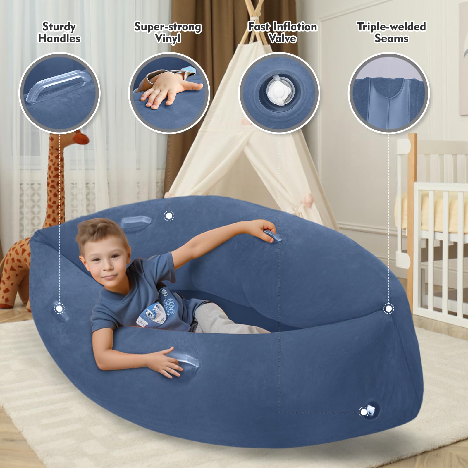 Silla sensorial: cápsula sensorial inflable para autismo para niños a partir de 3 años, proporciona terapia de alivio sensorial, incluye bomba de aire