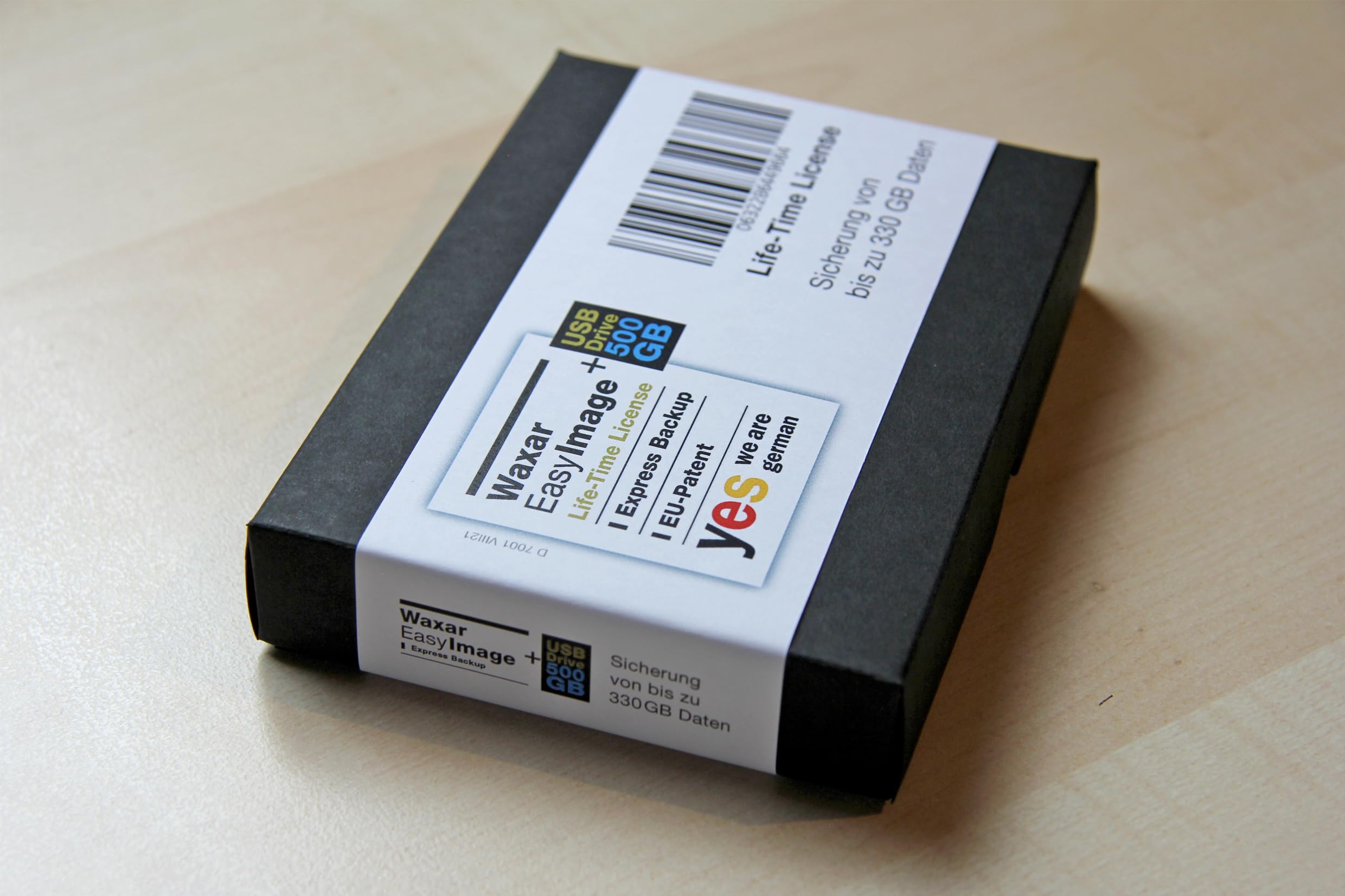 Waxar EasyImage-500 - Software de copia de seguridad de alta gama (incluye disco duro USB de 512 GB, funciona automáticamente sin instalación, compatible con Windows, Mac, Linux,