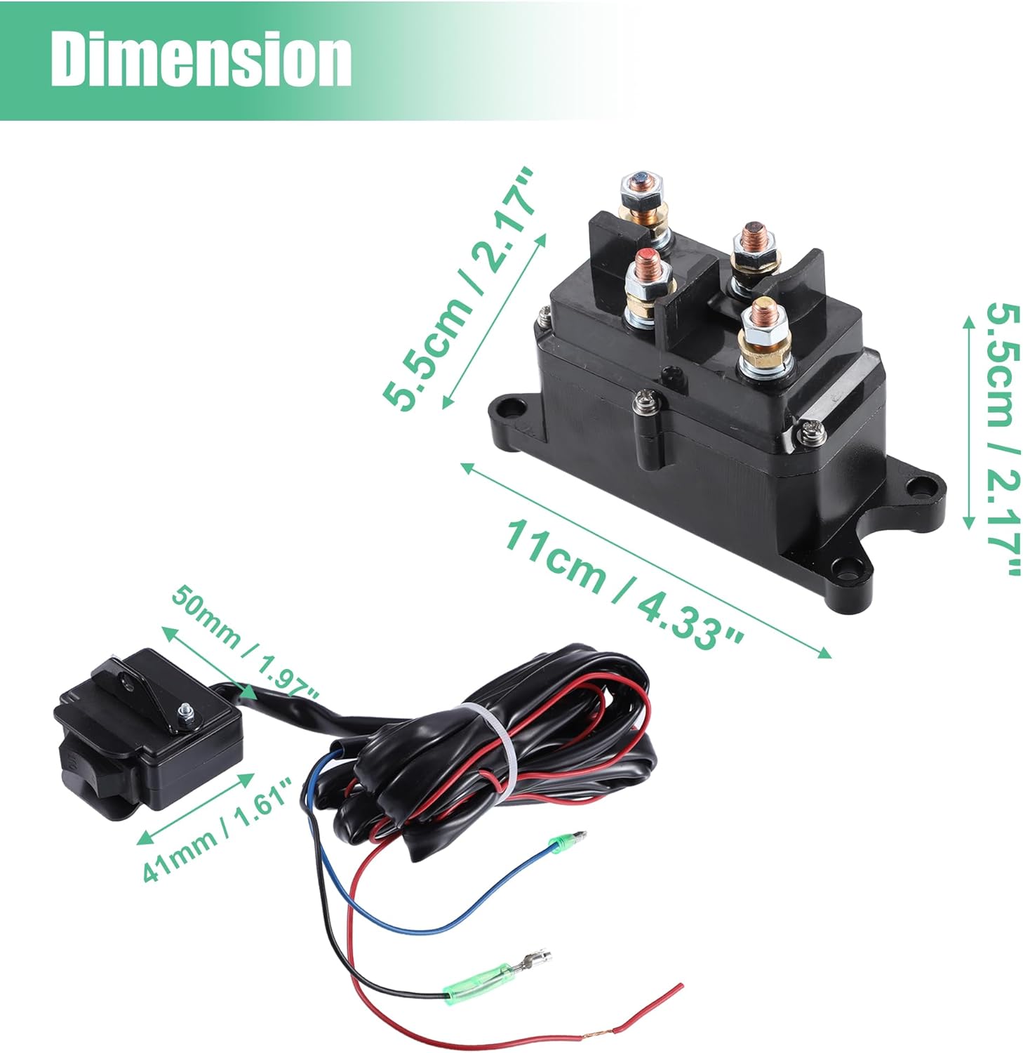 X AUTOHAUX 12V 250A Winch Solenoid Relay Contactor Winch Rocker Thumb Switch Combo ATV 1500-5000lbs for Polaris for Honda for Warn Silver Contactor Solenoid with 6 Insulated Caps 63070 62135