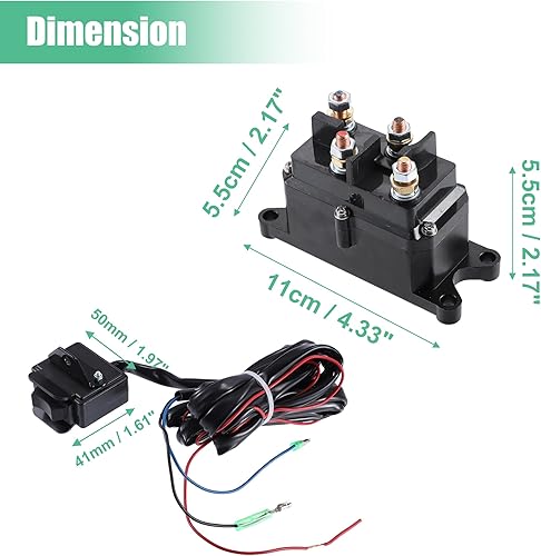 Miniatura 7 de X AUTOHAUX Contactor de relé solenoide de cabrestante de 12 V 250 A, interruptor de pulgar basculante, combo ATV 1500-5000lbs para Polaris para