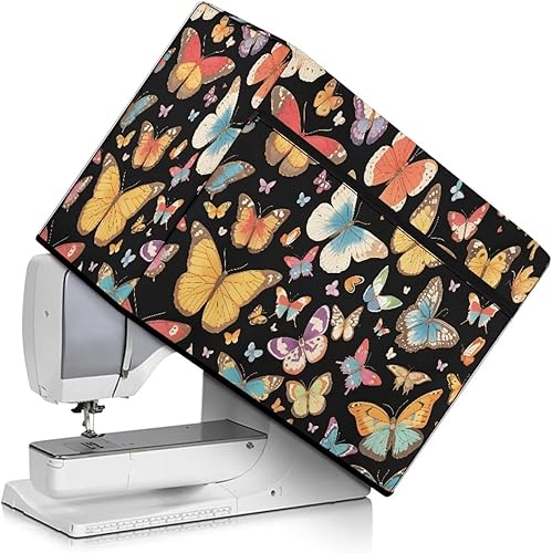 Miniatura 72 de Funda para máquina de coser de mariposas y flores con prácticos bolsillos, funda protectora con asa, para la mayoría de máquinas de coser estándar