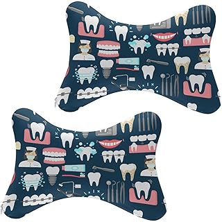 Office Neck Pillow, Compatible with Teeth Dental Seamless Pattern Head Chin Supporting Cushion for Sleeping, Nap, Rest, Memory Foam Airplane Pillow Car Pillow, and Machine Washable