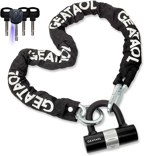 Candado de cadena para bicicleta de 3 pies35.4 in de largo, resistente, antirrobo, cadena de seguridad de 0.394 in de grosor con cerradura de