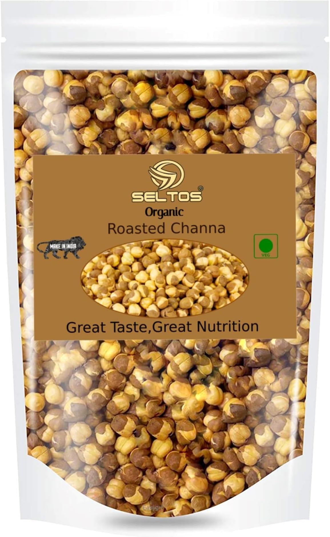 SELTOS Organic Roasted Bhuna Chana | Roasted Chickpeas (Unsalted) - 900gm (भुना हुआ चना).