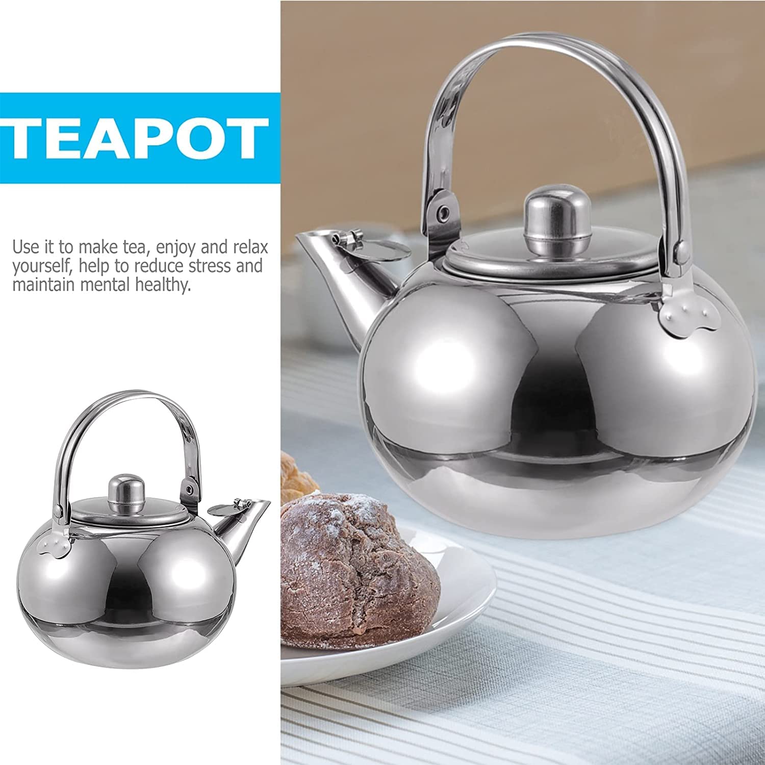 Czajnik z Gwizdkiem Zagęścić Czajnik Do Herbaty Ze Stali Nierdzewnej Teakettle Przenośny Czajniczek Z Siatką Filtrującą Do Kuchni Gwizdanie Czajnik Czajnik Kuchenek(Gold,1.3L)