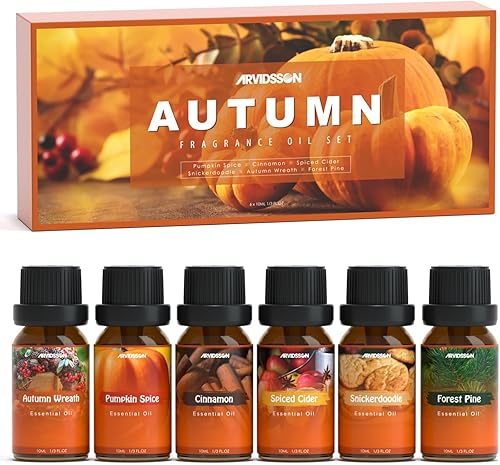 Juego de aceites aromáticos de otoño, aceites esenciales de otoño de ARVIDSSON para difusor y fabricación de velas, especias de calabaza, canela,