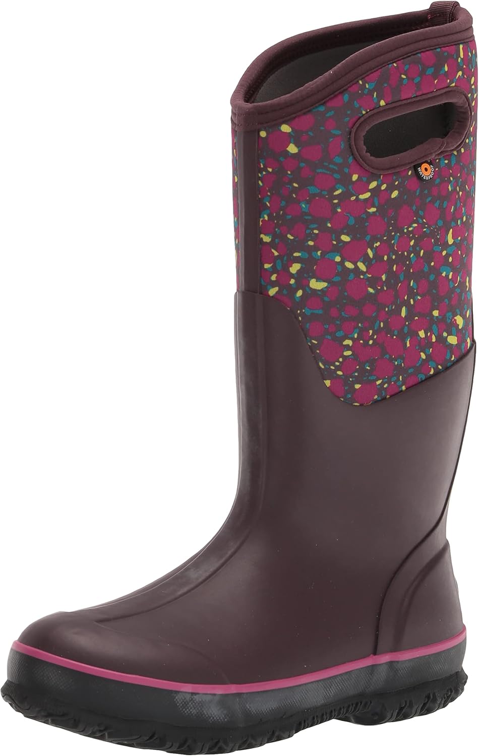 Bogs Womens Classic Tall Waterproof Boot Rain, Animal Print-Burgundy, 6