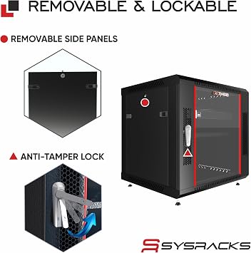 9U Wall Mount Server Rack Cabinet, 19 Locking Network Rack, 24 Deep, Glass Door, with Fan, PDU and Shelf