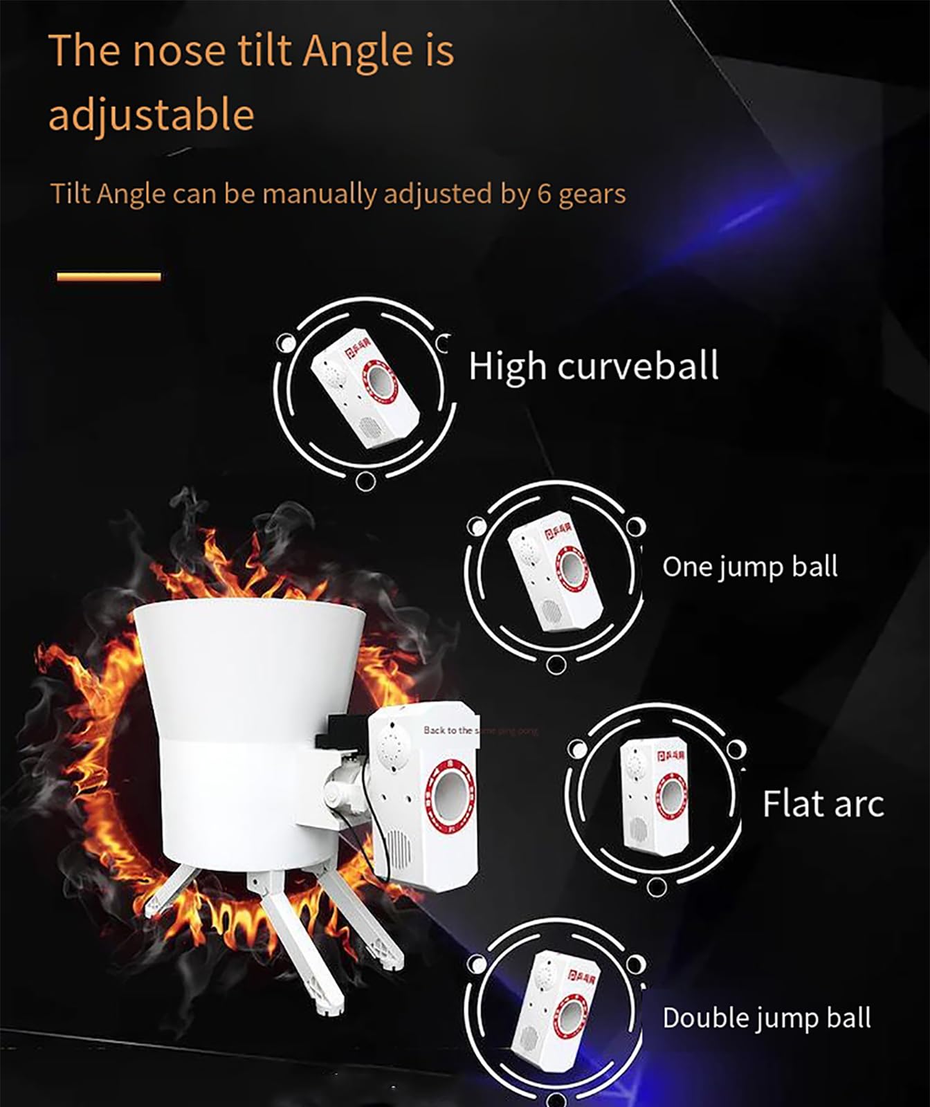 Macchina robot da ping pong, macchina per palline da ping pong con telecomando, può contenere circa 120 palline, 1-50 m/s, potente motore brushless, regolazione della velocità, per esercitarsi a casa