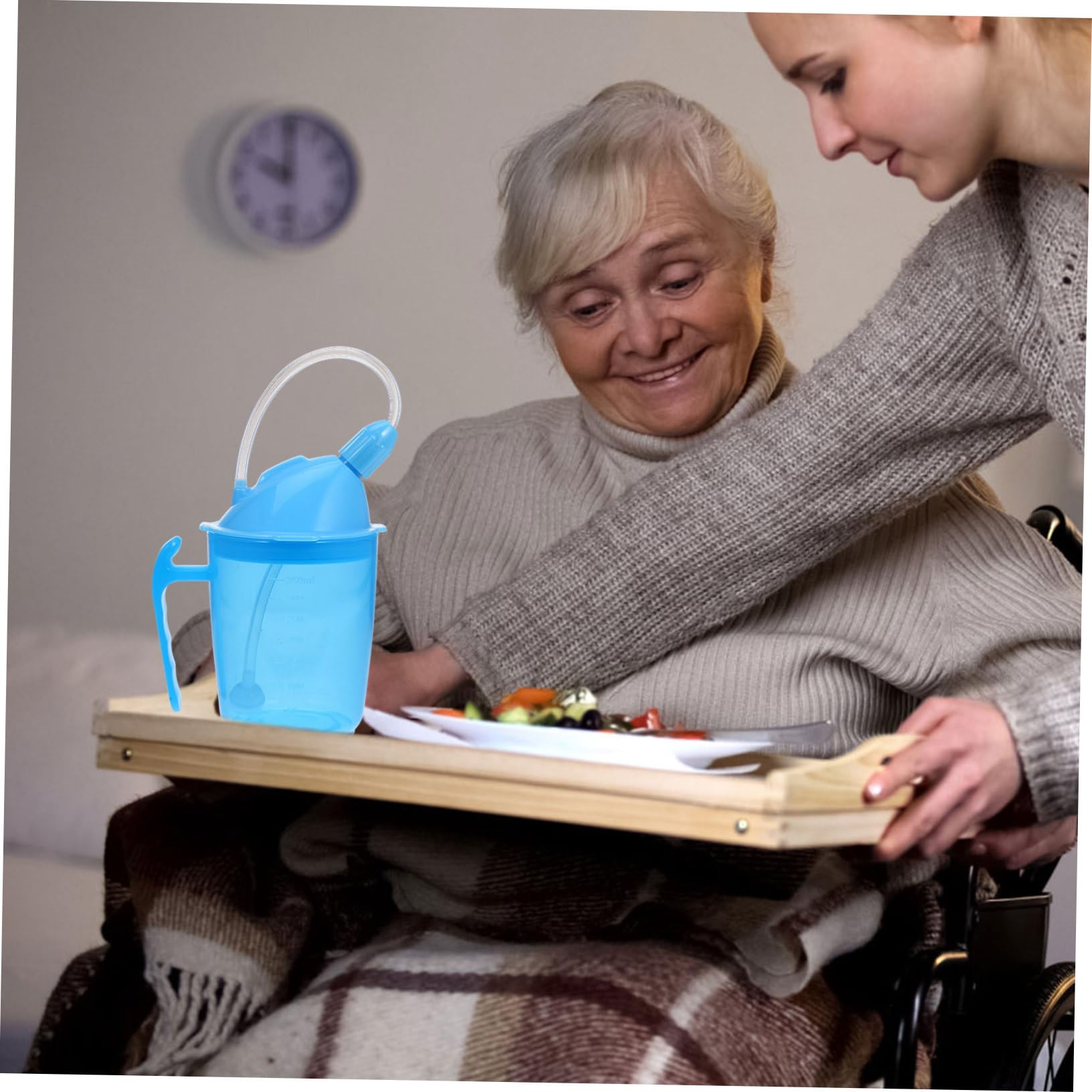 Beaupretty 2piezas Taza De Alimentación Para Pacientes Discapacitados y Ancianos Copa Antiderrame Cama Diseño Práctico Para La Hidratación