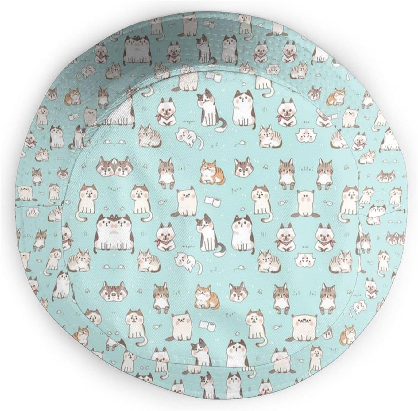 Funny Cute Cats Bucket Hats for Women Men Cartoon Pattern Fisherman Hat Packable Sun Hats - Image 4
