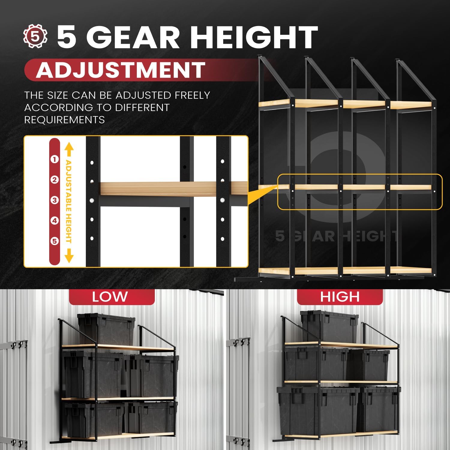 Shipping Container Shelf Brackets, 4 Pack of 3 Tier Shipping Container Shelving, 60" x 24", Heavy Duty Shipping Container Shelves with Powder Coated, High Load Capacity for Storage Optimization