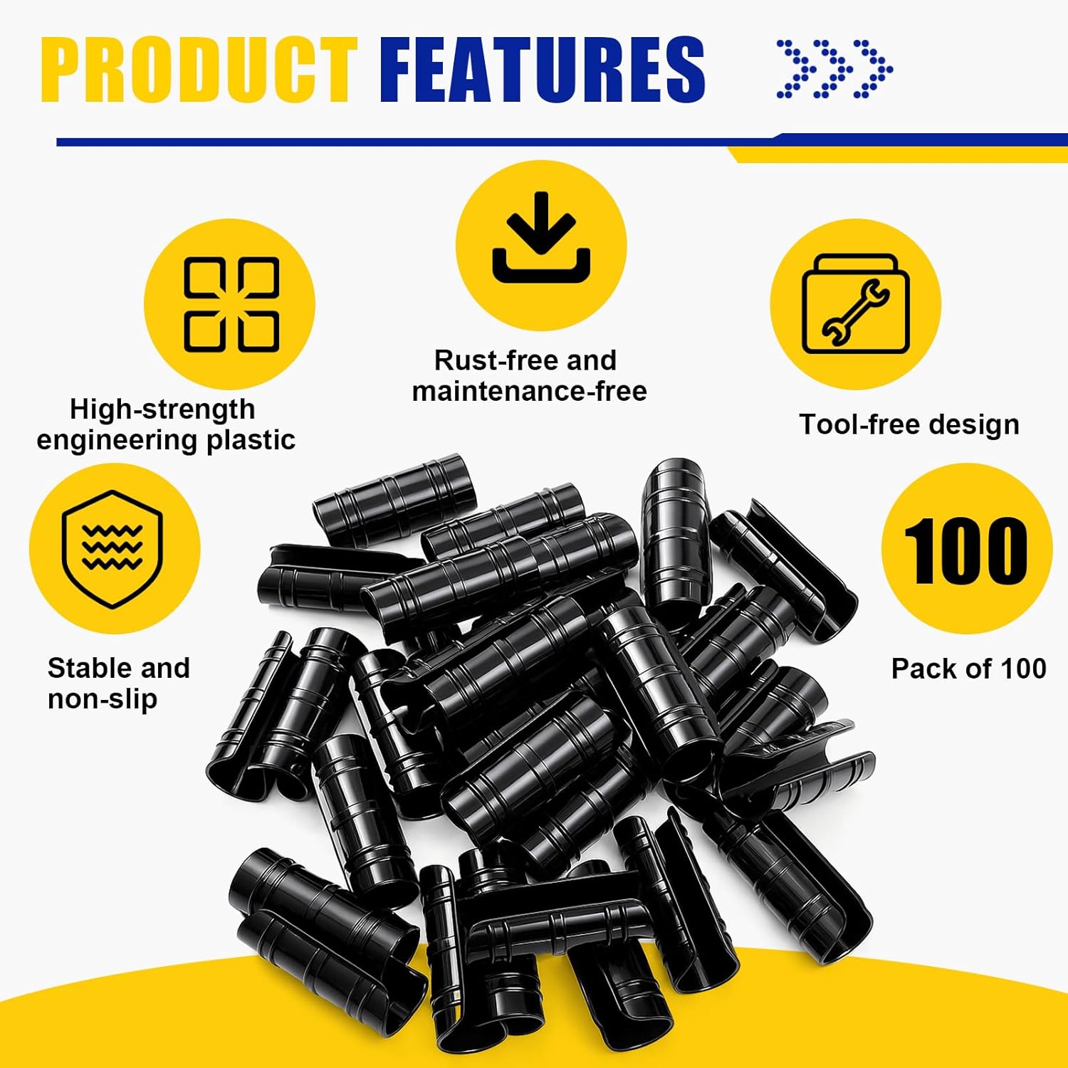 100 Pcs 1-1/4 Inch Greenhouse Clips Plastic Clamps 32 mm black Garden Buildings Tube Clips for PVC Pipe Sunshade Nets Row Covers Frame Shelters Season Plant Gardening Supplies Accessories