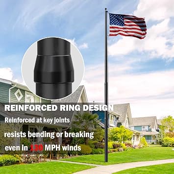 25FT Heavy Duty Flag Pole for Outside House, Real 11 Gauge Aluminum | 120MPH Wind Tested,True Glory Edition,Fly Two Flags,Residential & Commercial Flagpole Kit,Gift Box Packaging,Easy Install