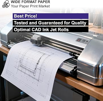 24 x 150ft Wide Format Paper 2 Core, White Plotter Paper CAD Bond 4 Rolls