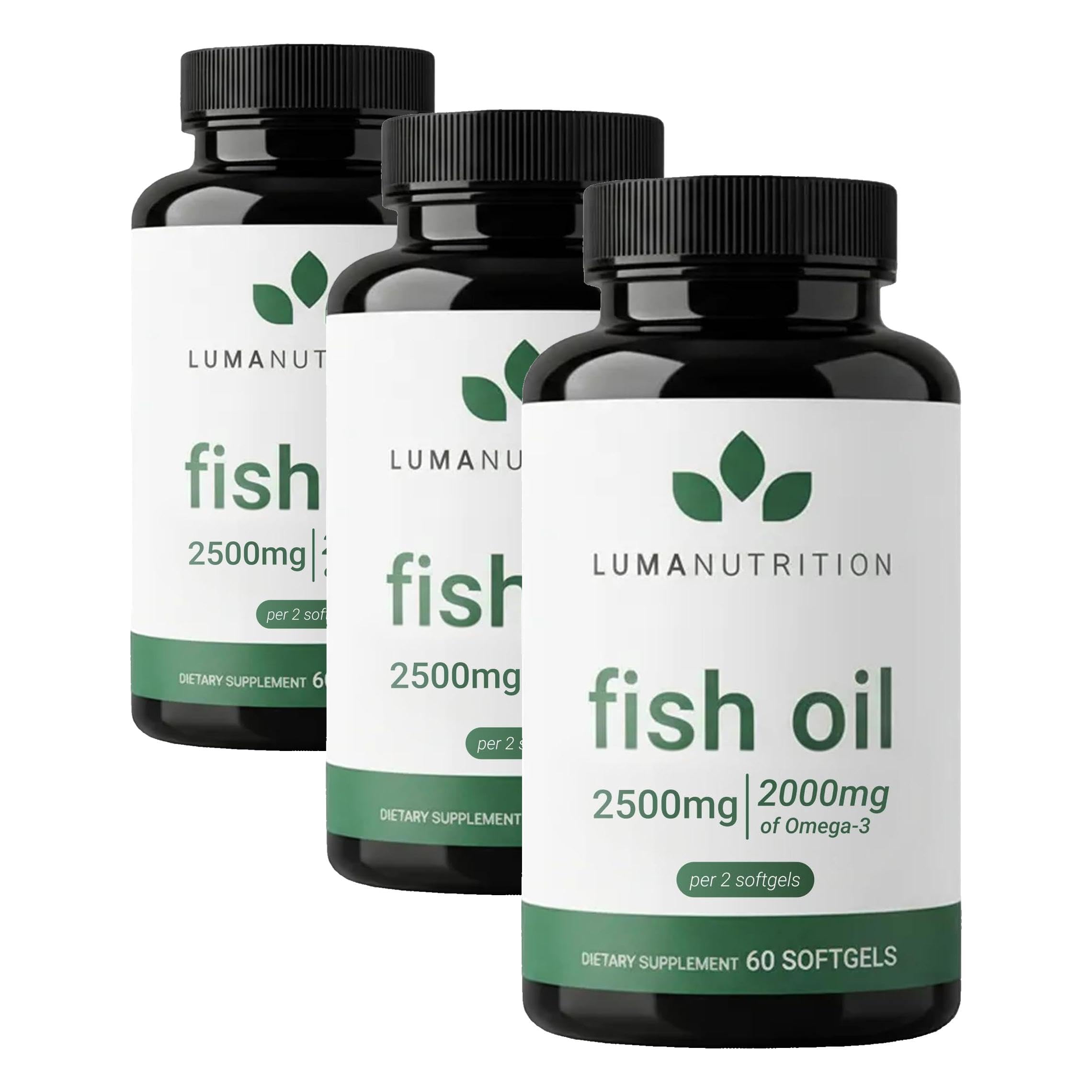 Luma Nutrition Omega 3 Fish Oil Supplement 2500mg - 60 Softgels (Pack of 3)
