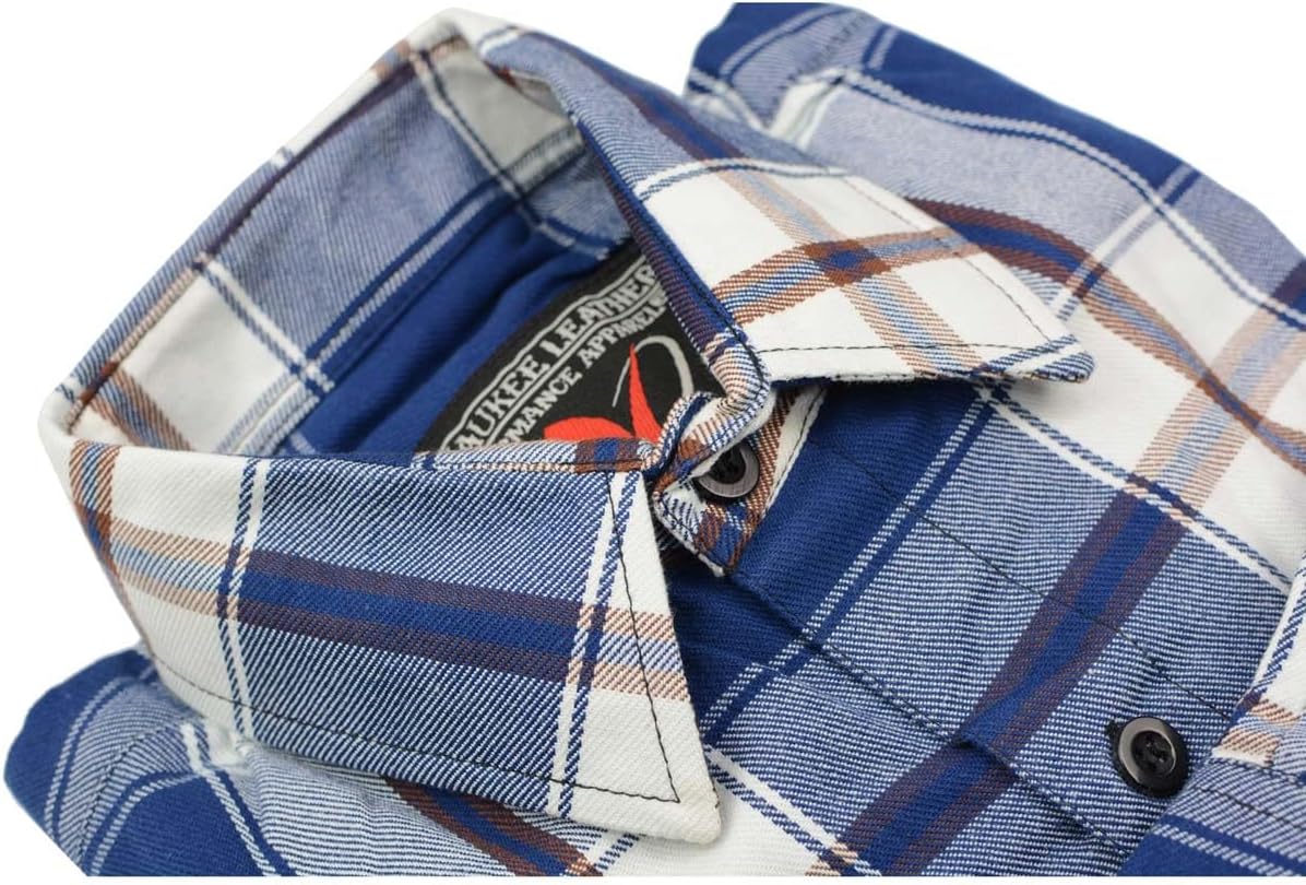 Milwaukee Leather Mens Mng11645 Men's Blu/Wht/MRN Long Sleeve Flannel - Image 7