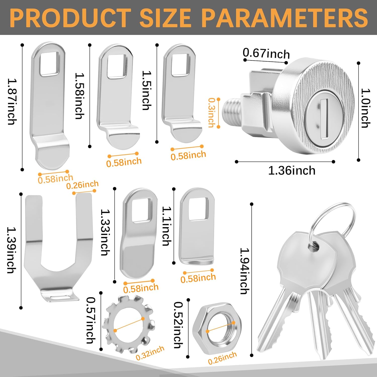 10 Pack L-1172C Mailbox Lock Replacement Includes 3 Keys Per Lock& 5 Locking Plates – C9100 National Standard Key Lock for Cluster Boxes,90° Clockwise Rotation