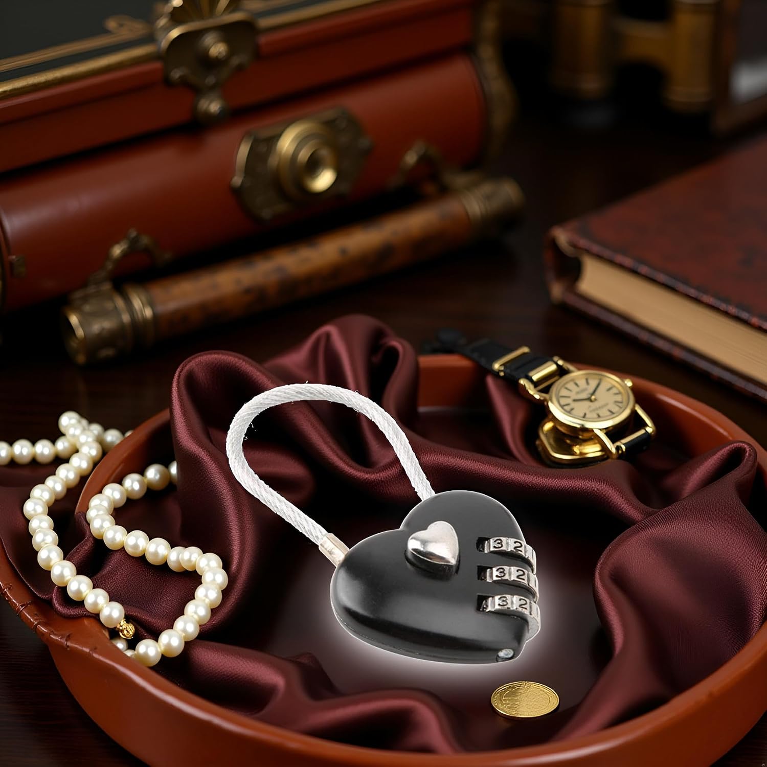 Black Heart Shape Code Lock Compact Mini Size with 3 Digit Code Combination for Luggage, Backpack, Jewelry Box, Hall Locker Combination Padlocks
