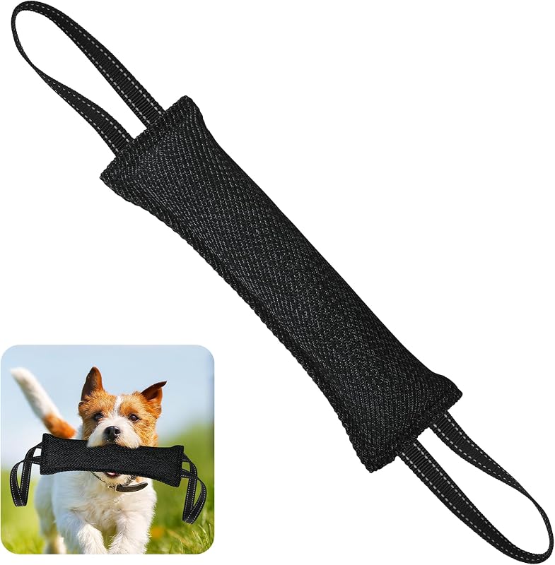 Brinquedo de Corda para Cães com Almofada de Mordida e 2 Alças ToLanbbt Dark Black-Line