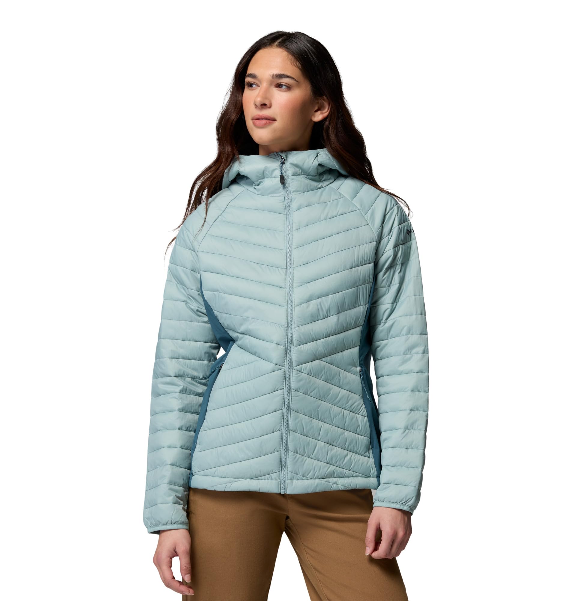Columbia Women's Powder Pass Iii Hybrid Hooded Jacket - Crushed / Blue Small