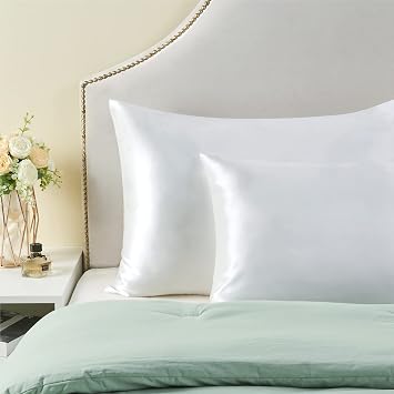 BEDELITE Zipper Satin Pillowcases, Standard Size 20x26, White, Set of 2 | Similar to Silk Pillow Cases, Soft and Smooth Satin Pillow Case for Hair and Skin, Reduces Friction, Gift for Women and Men