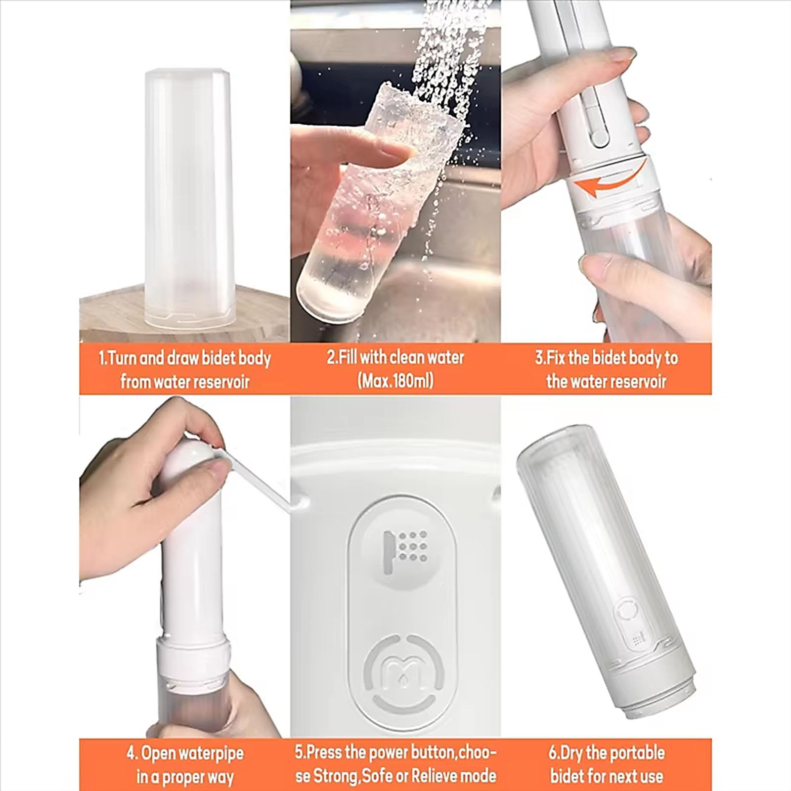 Dispositivo di lavaggio del bidet elettrico portatile intelligente Facile da usare Soluzione di cura intimaDispositivo femminile elettrico per le donne bidet