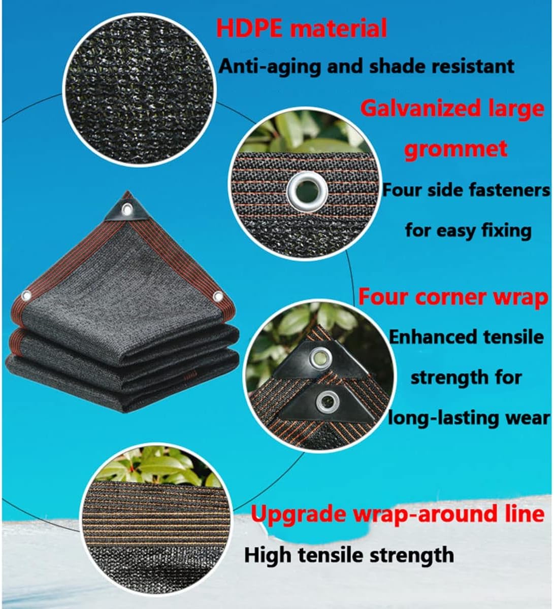 Black Shade Cloth 70% UV Resistant Shade Netting Sunblock Shade Net Multiple Outdoor Sunshade Tents Water and Air Permeable Mesh for Garden