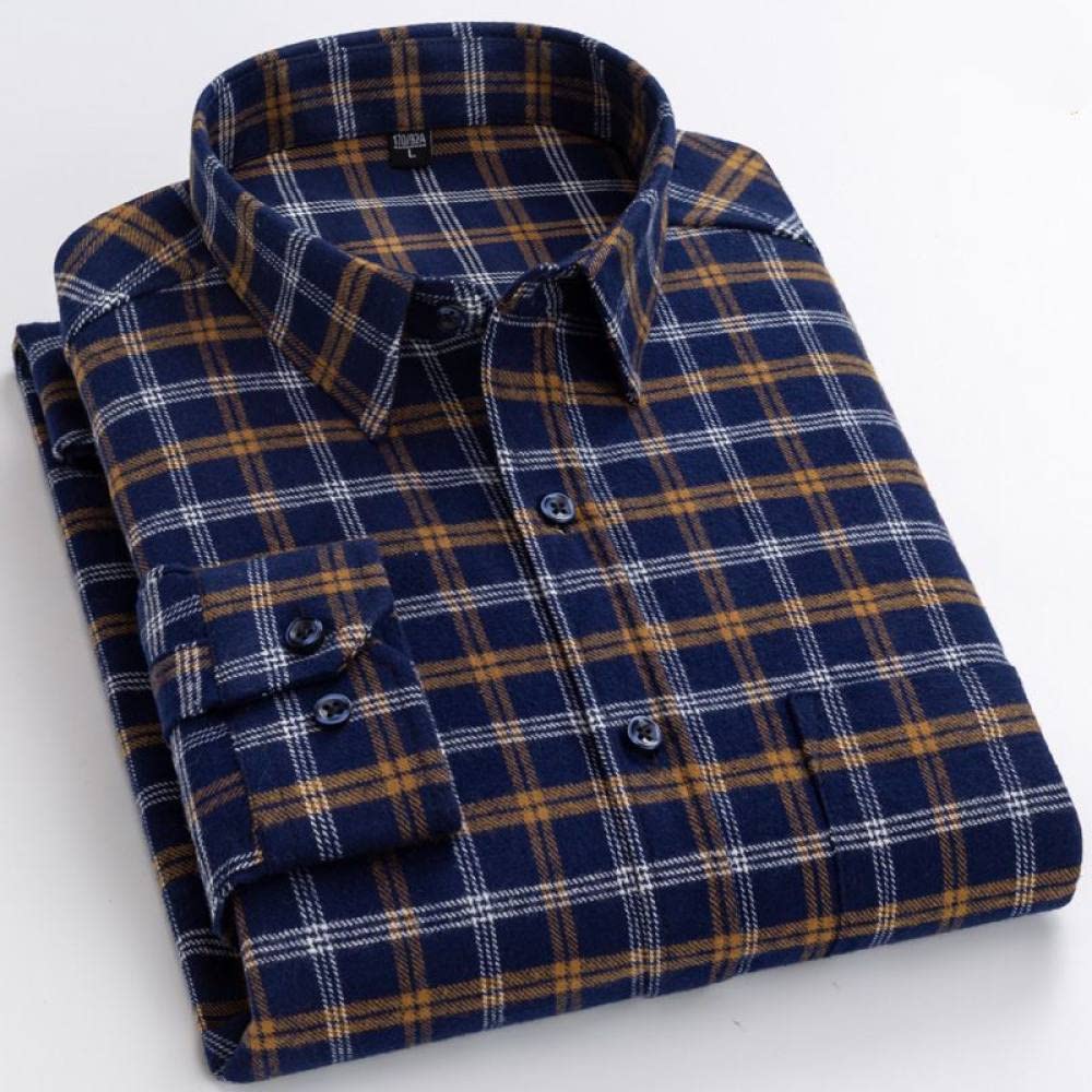 Camicia in Cotone A Maniche Lunghe da Uomo,Camicia Casual A Maniche Lunghe da Uomo, Camicia di Flanella A Maniche Lunghe da Uomo con Taschino sul Petto Camicia Calda in Cotone Camicia Regular Fit in
