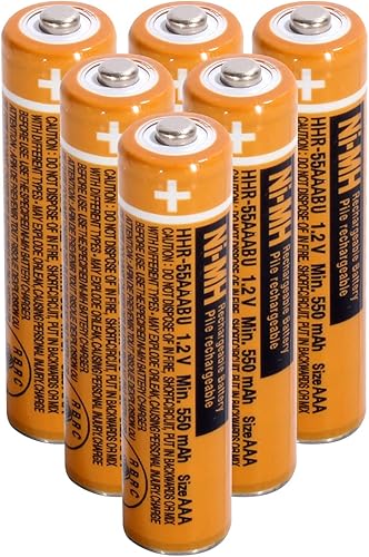 NI-MH - Batería recargable AAA de 1,2 V, 550 mAh, paquete de 6 baterías AAA hhr-55aaabu para teléfonos inalámbricos Panasonic, controles remotos,