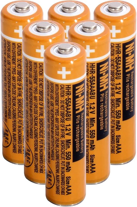 AAA Rechargeable Batteries for Panasonic Cordless Phones 6-Pack,NiMH 1.2v | 550mAh Pre-Charged ,Ready to Use, low self-discharge, 2500 cycles ,Hg/Cd/Pb free,for Remote Controls,Toys ,Clocks