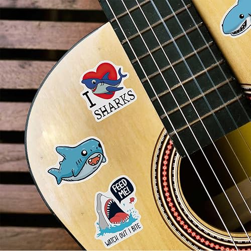 Miniatura 2 de Lindas calcomanías de tiburón para niños, paquete de 50 calcomanías de tiburón oceánico, paquete de 50 calcomanías impermeables de vinilo de FDCcX