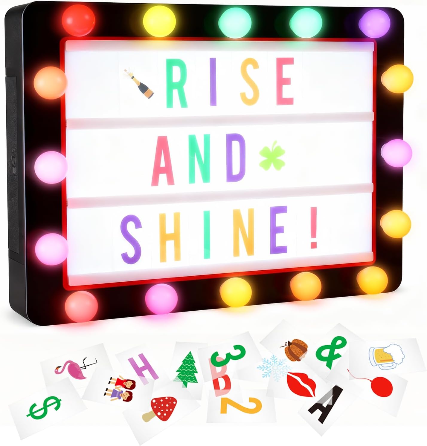 AmySanyan Cinema Light Box for Boys, Festive, Birthday Gifts Ideas for 6, 7, 8, 9,10, 11, 12, -15 Year Old Boy, DIY LED Sign Light Up Marquee Message Board for Home Cute Room Desk Decor (Black)