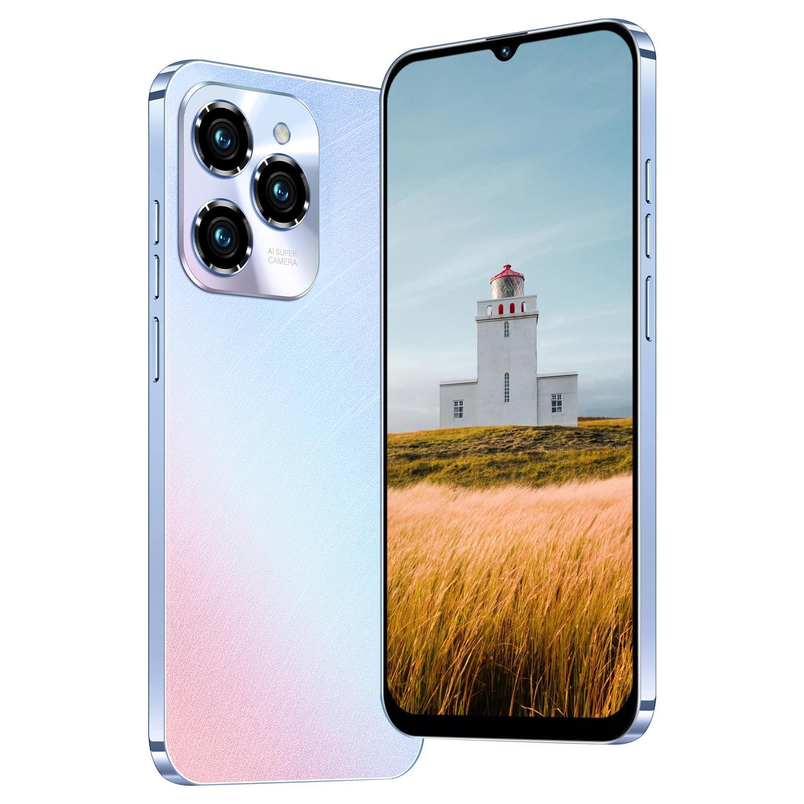 Téléphone Portable 4G, écran HD de 6,3 Pouces, mémoire ROM de 32 Go (Extension jusqu'à 256 Go), système d'exploitation Android 12.0, Smartphone Face ID/GPS/WiFi/OTG/Double SIM (White)