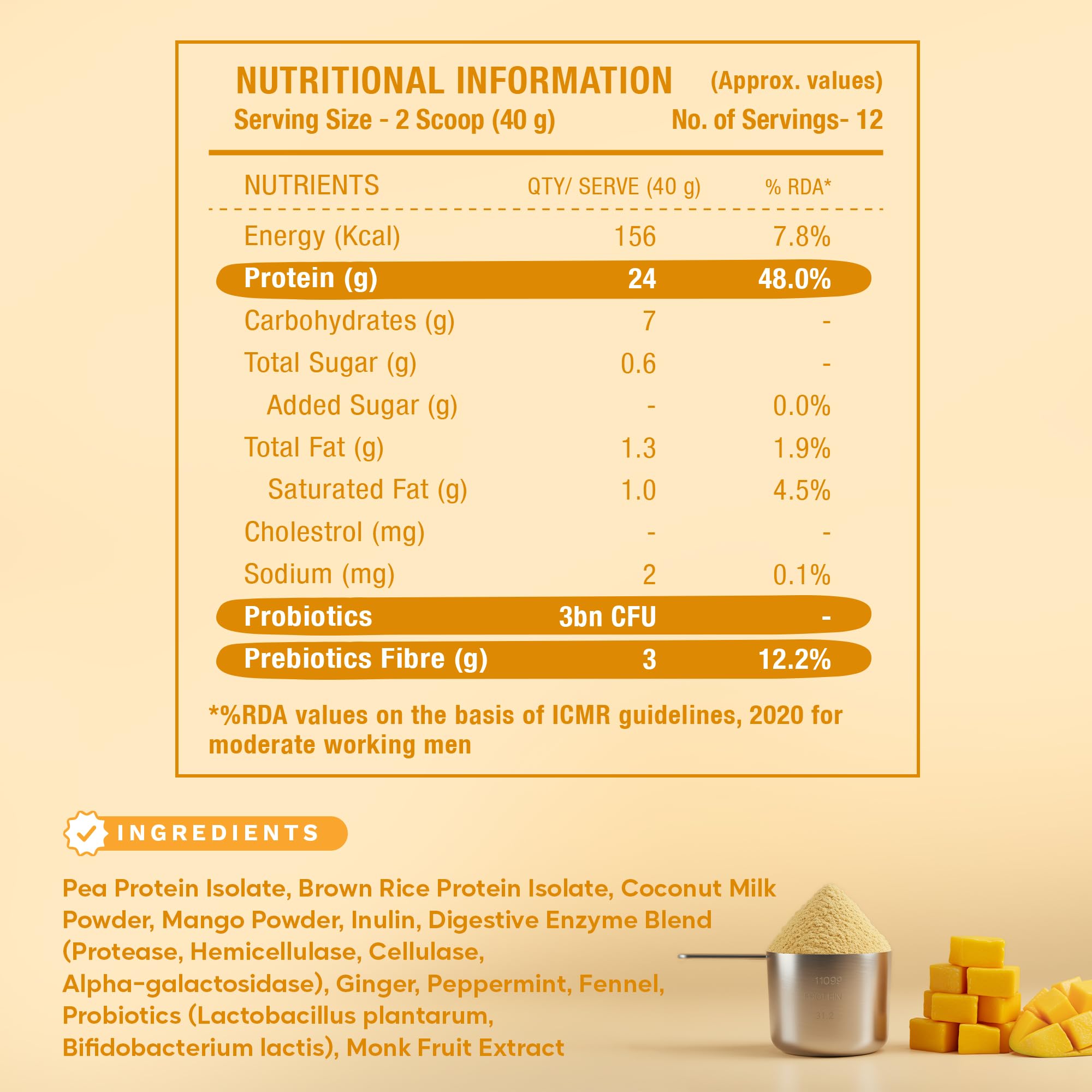 Foodstrong Gut Friendly Plant Protein - Mango | 24g Complete Plant Protein with Probiotics, Digestive Enzymes, Prebiotics & Indian Herbs | Vegan | No Sugar | 500g — Amazon image 12