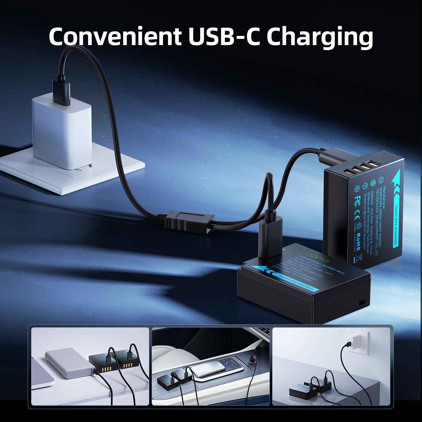 Fujifilm Xm5 Llano NP-W126S Dual Battery Fast Portable Charger