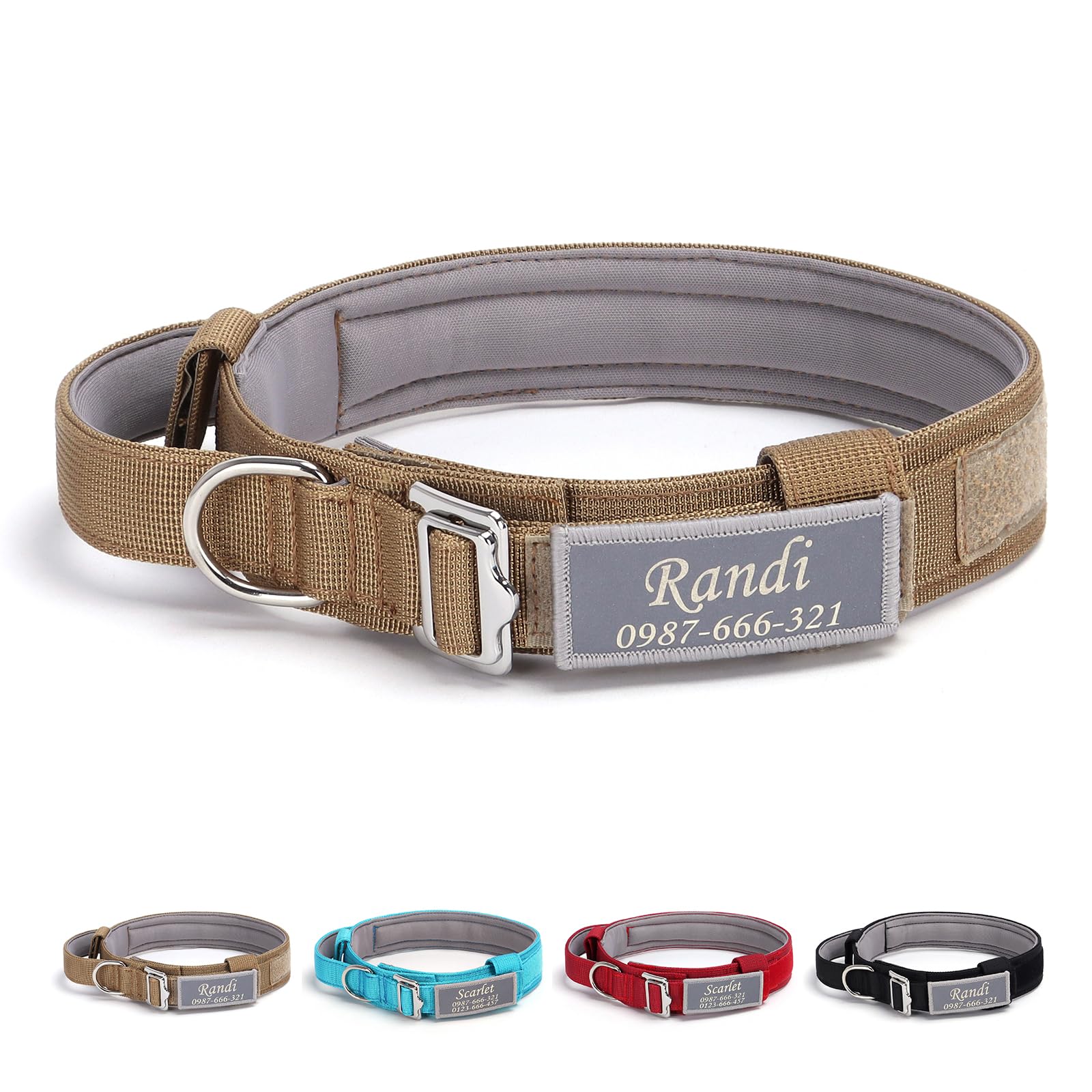 Custom Engraved Tactical Collar, Custom Reflective Tag, Lightweight Dog Collar with Name and Phone Number, Explosion Proof Large Dog Neck Collar