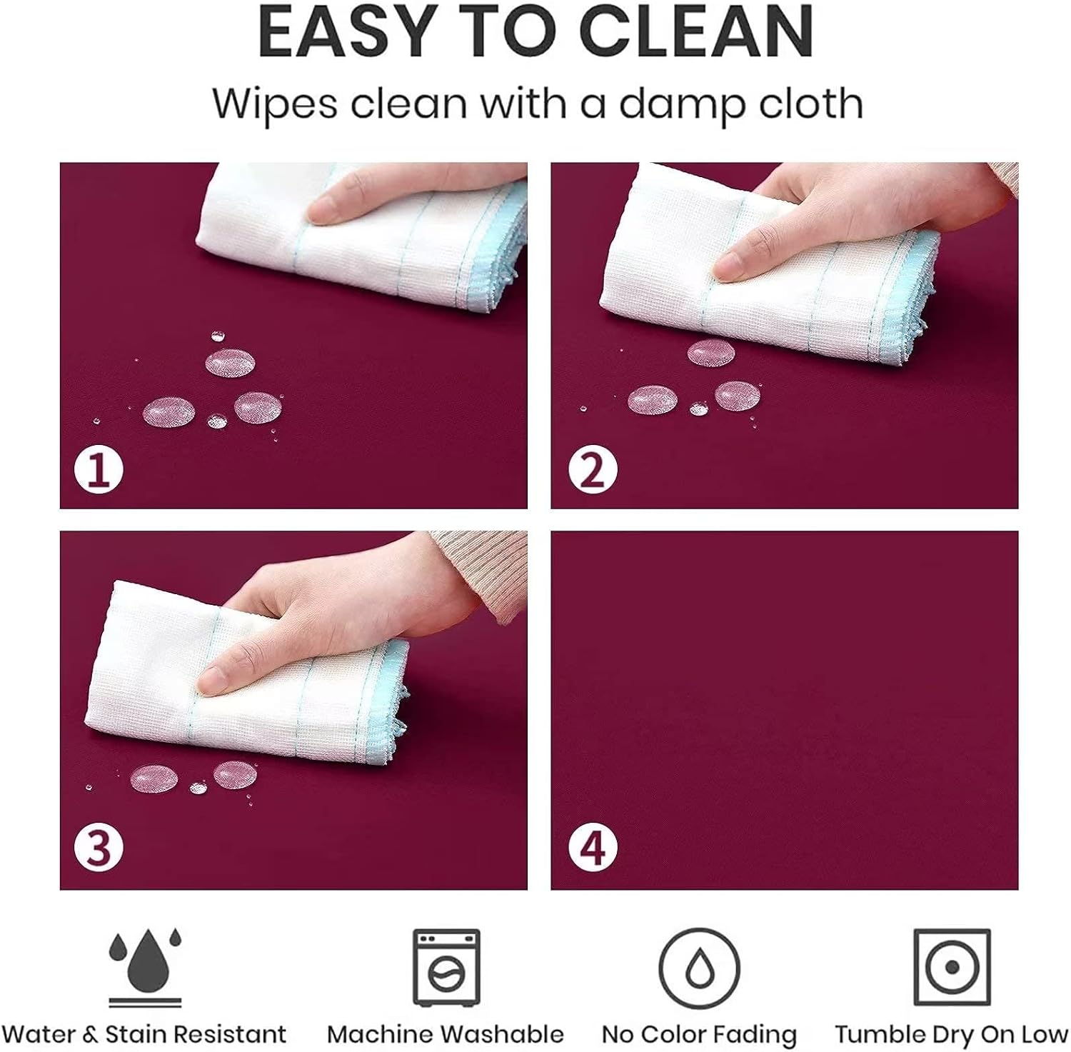 Round Tablecloth - 70 Inch - Waterproof and Stain Resistant Washable Polyester Table Cloths, Decorative Fabric Table Cover for Kitchen, Dining, Parties, Indoor and Outdoor Use,Burgundy