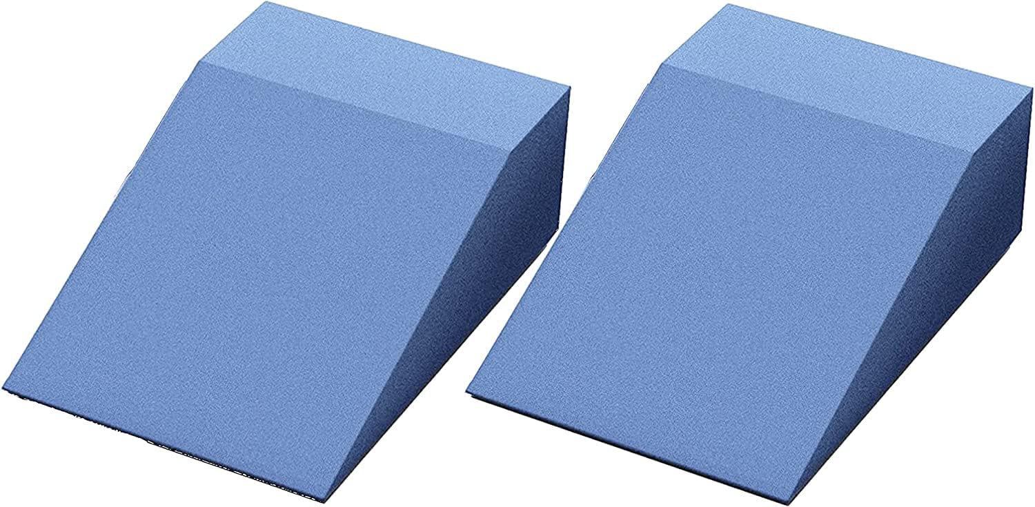 Yoga Foam Wedge Blocks (Pair) Soft Wrist Wedge, Supportive Foot Exercise Accessories, Calf Raise Block, Calf Stretcher, Balance, Pushup, Squat Wedge, EVA Riser Block (Pink cross-linked polyethylene)