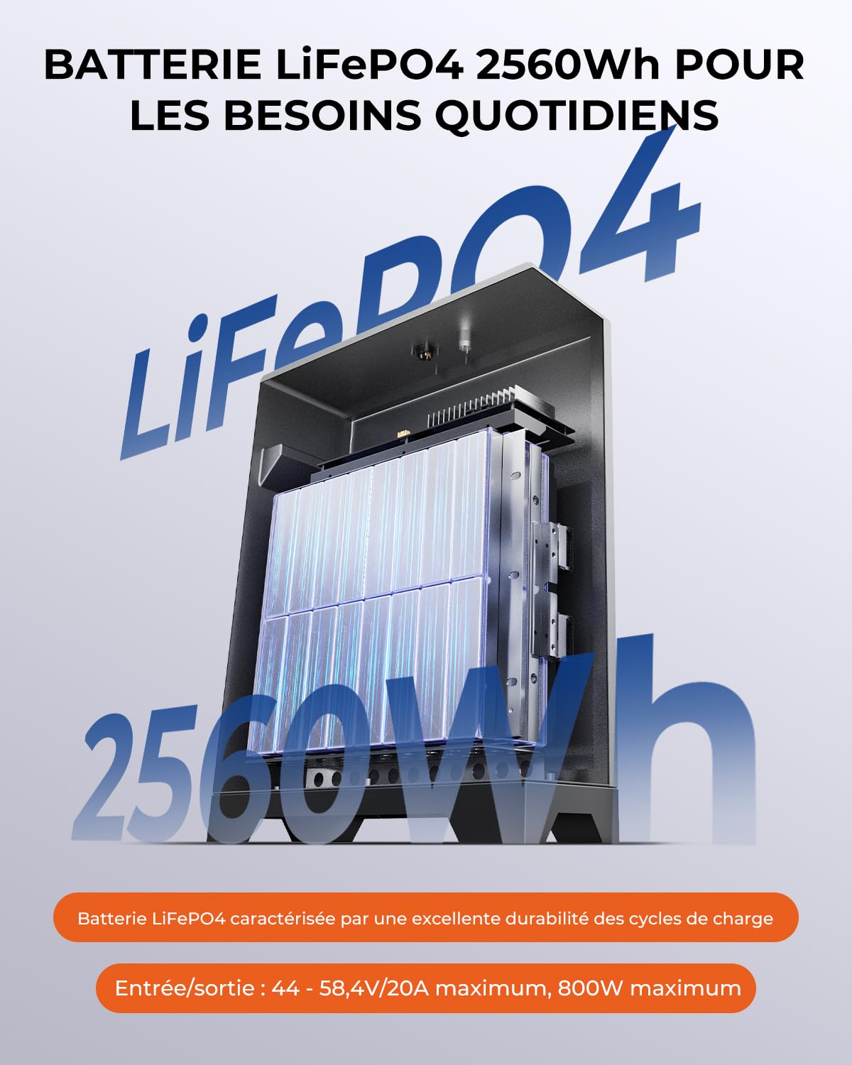 【Fonctionne à -20 °C et 2,56kWh-Batterie LiFePO4】BigBlue Powafree Station Électrique pour Balcon, IP67 Étanche, 3 Traceurs MPPT avec Entrée Solaire 800W, Plug & Play, Contrôle par APP