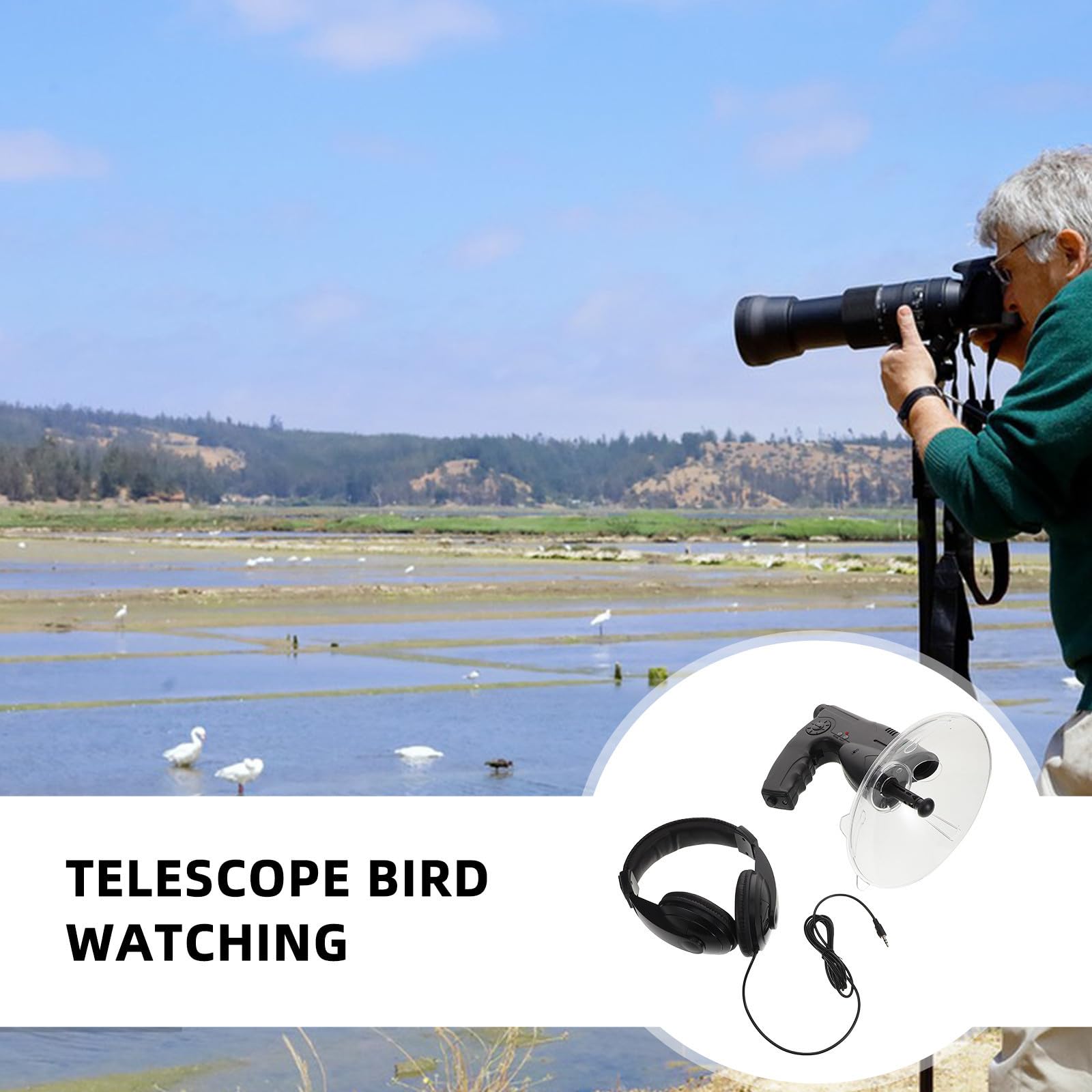 Telescopio Monoculare Portatile 8x per Adulti, Dispositivo Leggero in Abs per Osservazione e Ascolto Uccelli All'aperto, Visione a Lunga Distanza per Viaggi