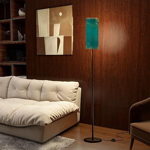 Miniatura 2 de Modern Standing Lamps Grunge Retro Green Floor Lamp Metal Pole Lamp with Linen Lampshade for Bedroom Living Room Office Nursery Reading Foot Switch