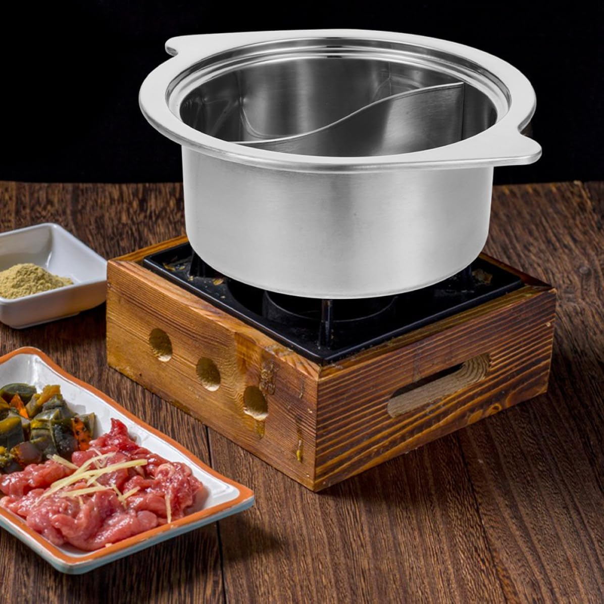 Stainless Steel Divided Hot Pot for Kitchen Dual Flavor Cooking