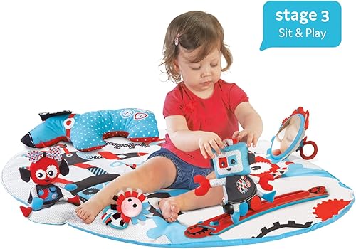Miniatura 6 de Yookidoo Gimnasio para bebés y tapete de juego, accesorio de 3 etapas con pista de robot motorizada, 20 actividades de desarrollo, edad de 0 a 12