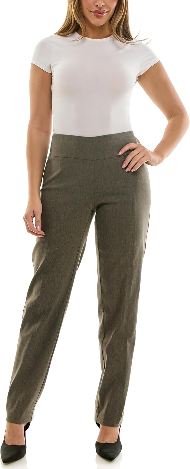 Zac & Rachel Women's Millennium Fabric - Slim Leg Pull-On Pant, Heathered Dark Brown, 22W - Image 2