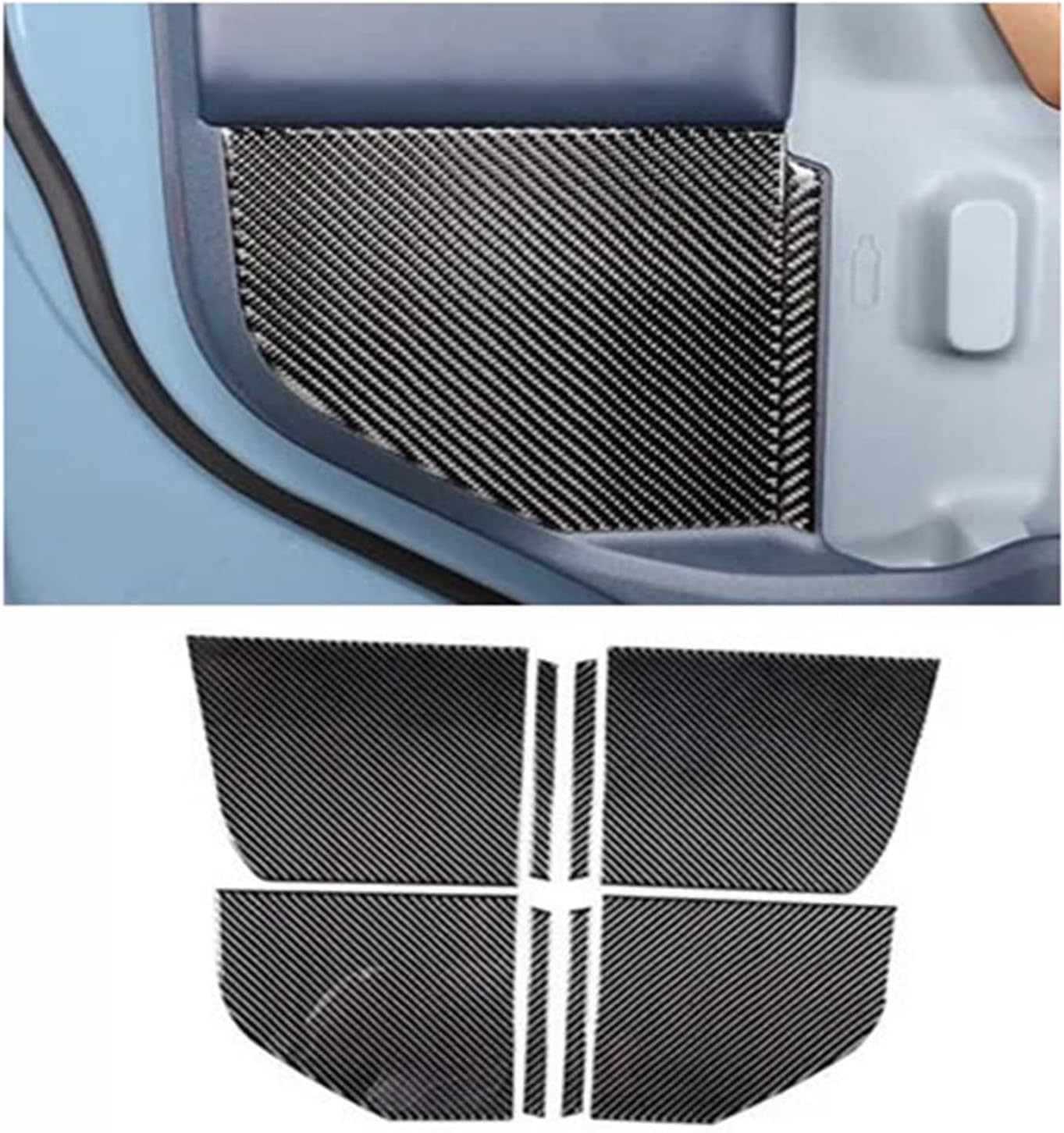Car Inner Door Kick Decorative Panel Trim Stickers Compatible With Ford Maverick 2022 2023 Accessories - Soft Carbon Fiber