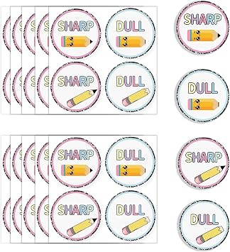 10 Sheets Sharp Dull Pencil Stickers Labels for Pencil Cup Holder Classroom Pencil Bin Labels for Teacher Classroom Management Supplies Composition