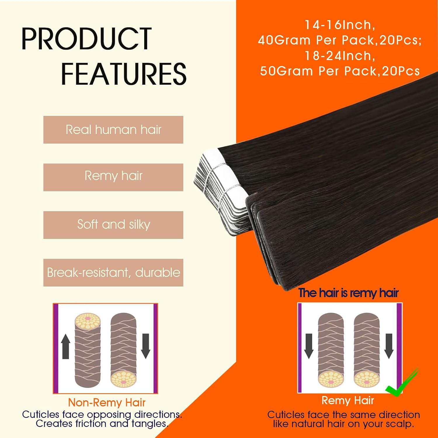 Full Shine Injected Tape in Hair Extensions Human Hair Color 2 Dark Brown Double Sided Tape in Extensions Human Hair Seamless Invisible Injection Extension Remy Skin Weft 16Inch 40G 20Pcs thumbnail